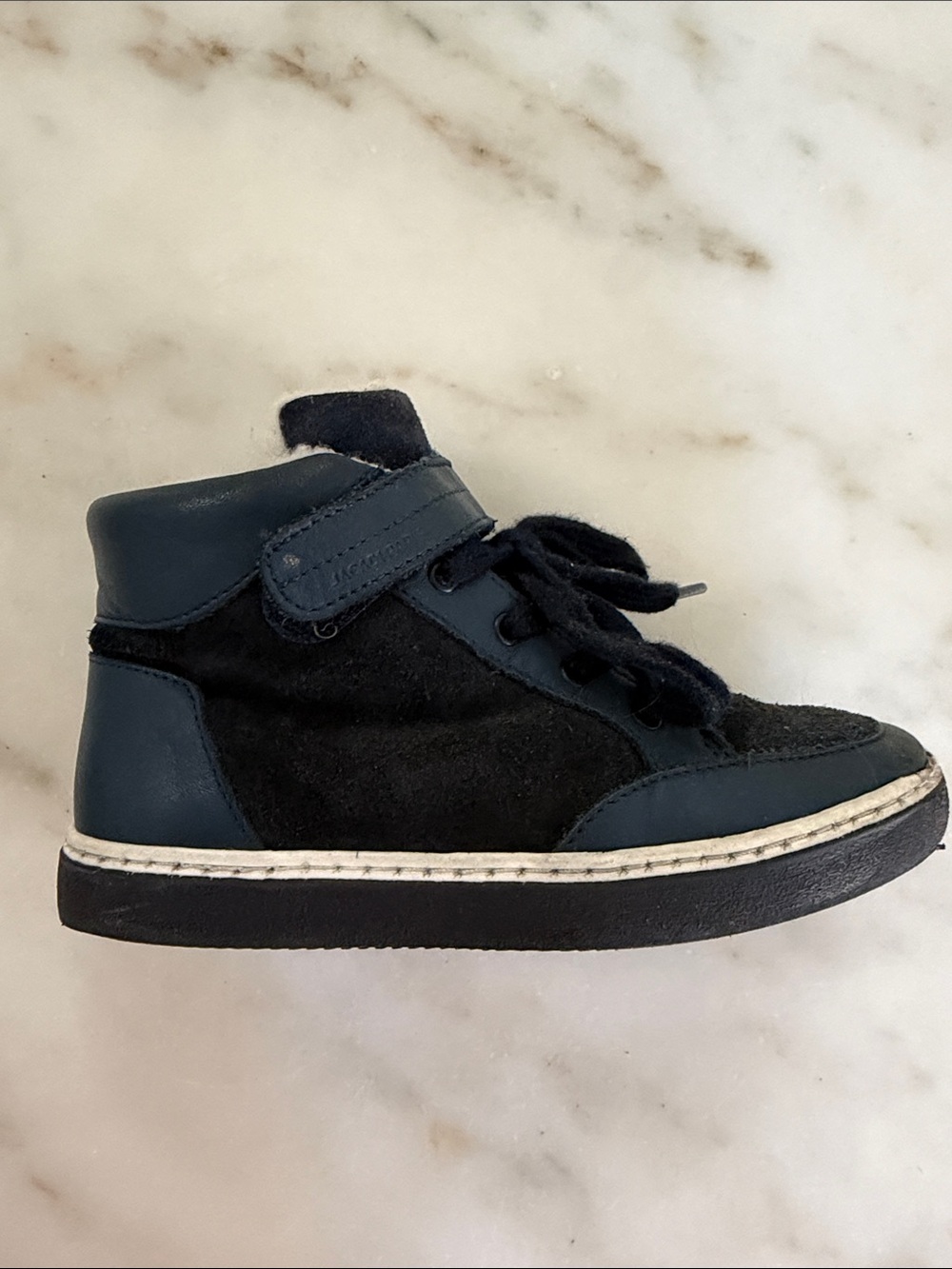 Jacadi Black and Navy High-Top Kids Sneakers